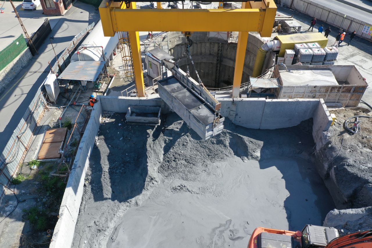 Aerial view of a construction site in Eyüpsultan, İstanbul, showcasing urban development.